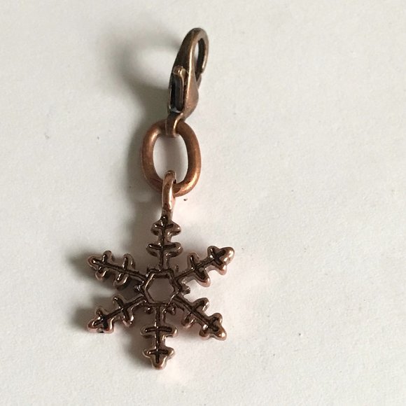 Snowflake Charm for Bracelet Zipper Pull Backpack Purse Charm Copper Tone - Picture 9 of 11